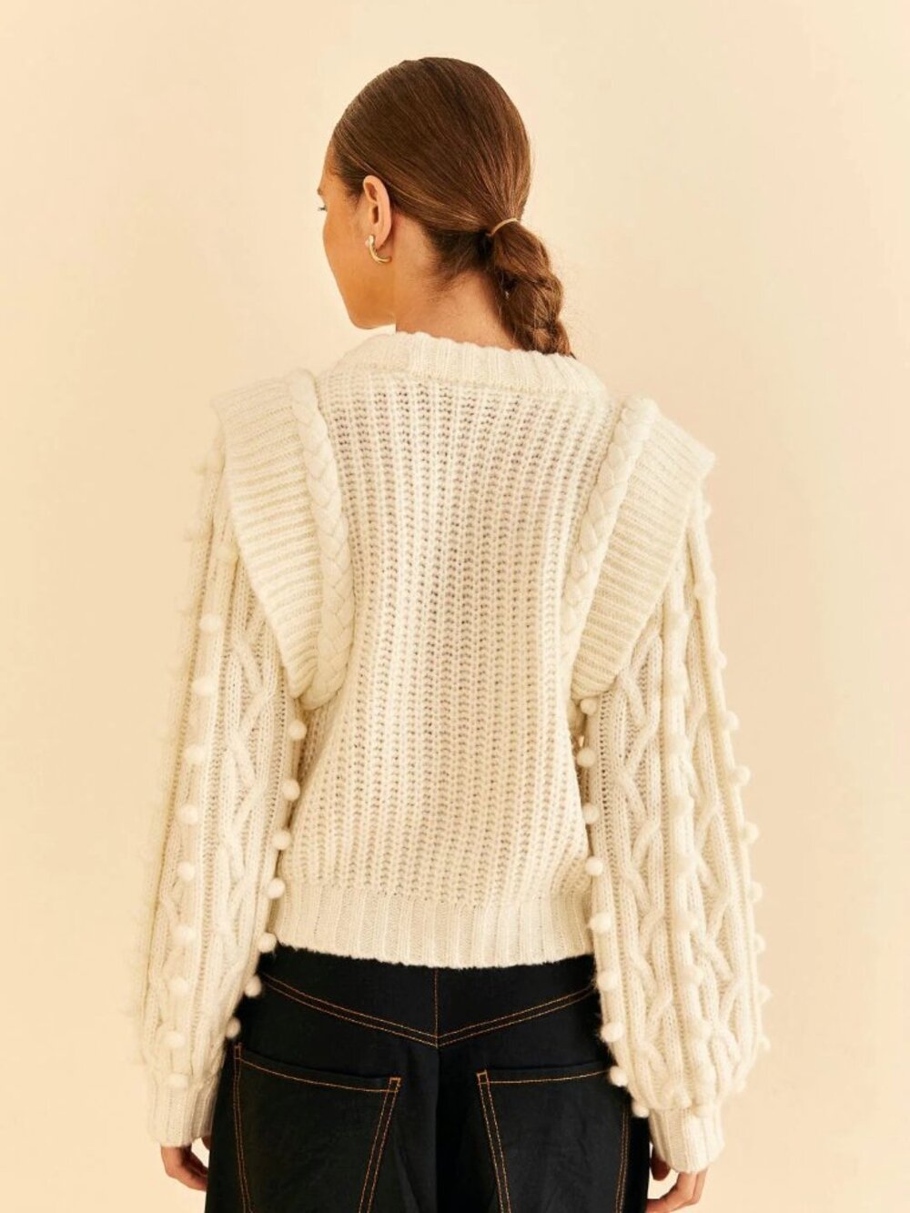 FARM Rio Braided Chunky Knit Sweater - Off-White - Size XL - Picture 6 of 6